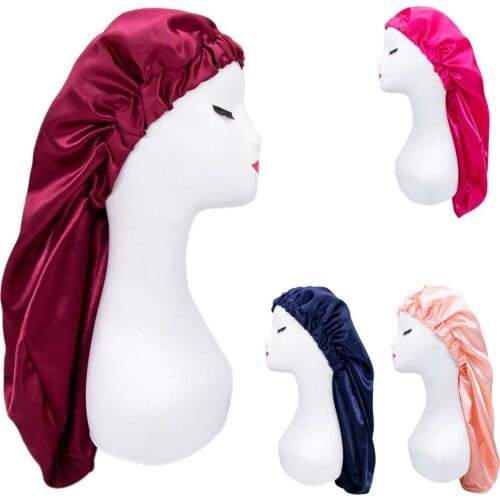 80% Hot Sale Elastic Stain Bonnet Breathable Multifunctional Wide Edge Long Hair Sleeping Hats Wrap Bonnet for Female