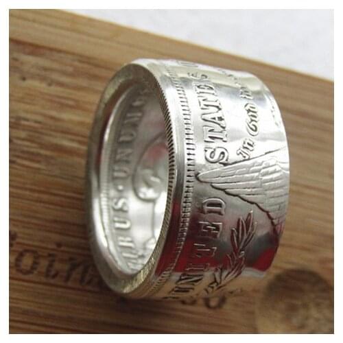 90% silver Morgan Silver Dollar Coin Ring 'eagle' 1895 Handmade In Sizes 7-16