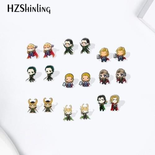 Thor and Loki cartoon Acrylic Stud Earrings Resin Epoxy Ear Jewelry