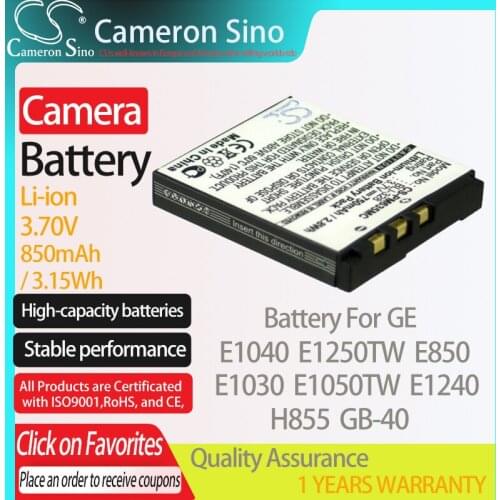 CameronSino Battery for GE E1040 E1250TW E850 E1030 E1050TW E1240 H855 fits General Imaging camera battery850mAh/3.15Wh 3.70V