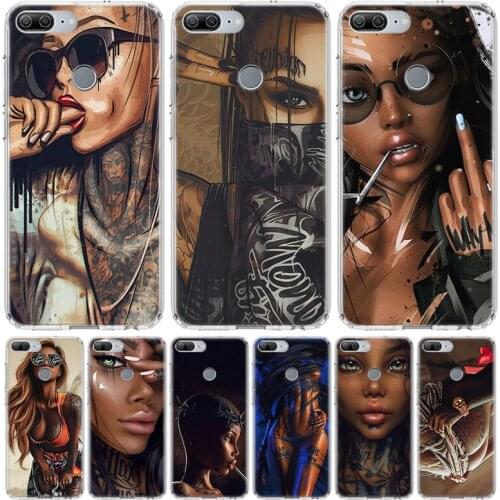 Sexy Sleeve Tattoo Girl Phone Case for Huawei Honor 10 9 20 7A 7X 8A 8S 8X 9X Lite Pro Y5 Y6 Y7 Y9S 2019 10i 20i Coque Cover