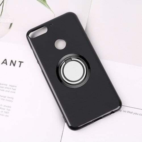 For Huawei Honor 7C Pro Back Ring Holder Bracket Phone Case Cover Phone TPU Soft Silicone Cases ON Huawei Y7 2018 5.99"