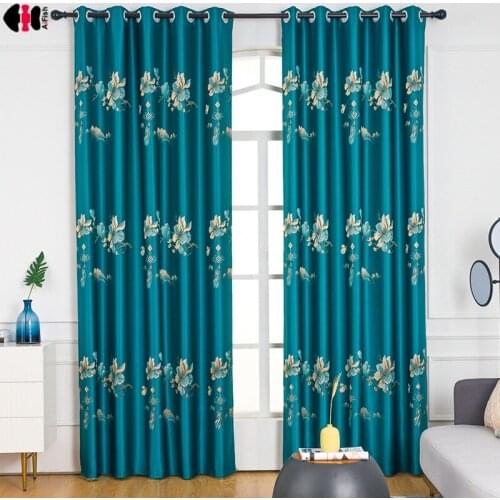 European Floral Embroidered Blackout Curtains for Living Room Thermal Insulated Jacquard Villa French Window Drapes JS329D