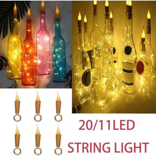 20/11LED String Lights Battery Candle Wine Bottle Cork Fairy Lights Bedroom for Home Wedding Christmas Valentines Decoration