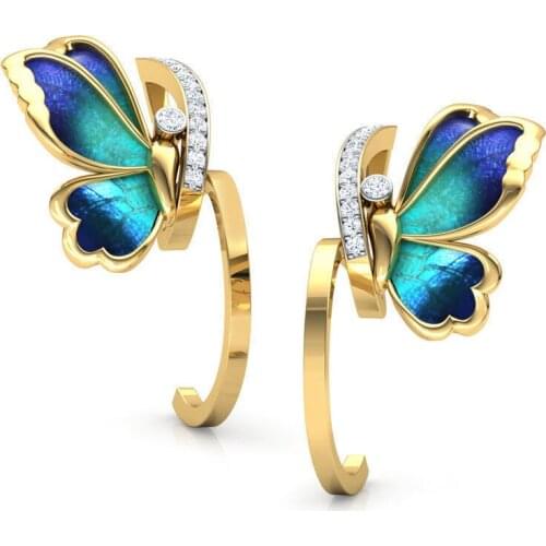 Personality Gold Butterfly Earrings Metal Boho Rhinestone Statement Earrings For Women Wedding Party Jewelry Girls Gift D5M644