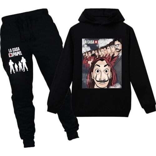 Movie Costume Money Heist The House of Paper Baby Boy Clothes Set Hoodies+pants Kids Sweatshirt Autumn Costumes Vetement Fille