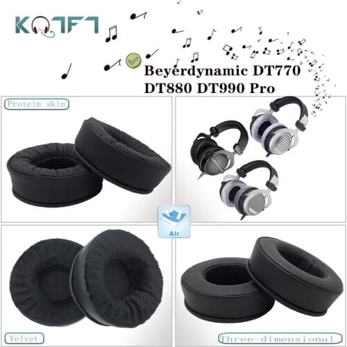 KQTFT Protein skin Velvet Replacement EarPads for Beyerdynamic DT770 DT880 DT990 Pro Ear Pads Parts Earmuff Cover Cushion Cups