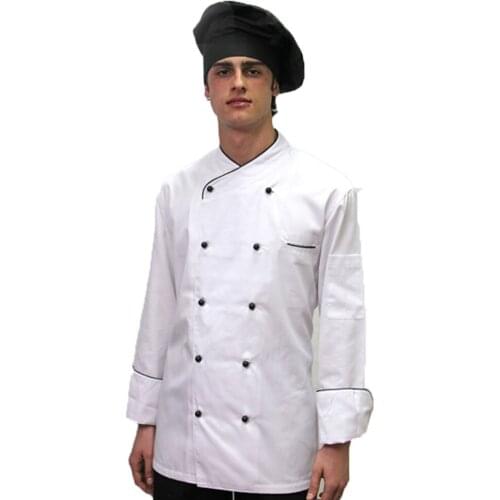 Jacket coat cotton chef White profile black or blue with tiny buttons
