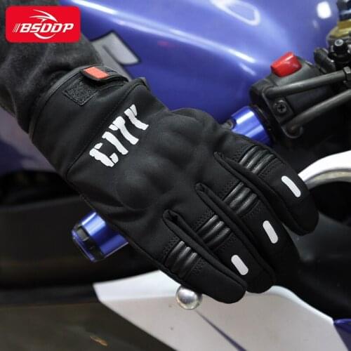BSDDP Motorcycle Mans Gloves Leather Winter Thermal Cotton Lined Touch Screen Non-Slip Motocross Riding Accessories Outdoor Use