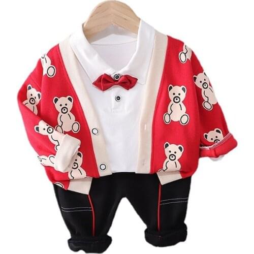 New Spring Autumn Baby Boys Clothes Fashion Children Cartoon Jacket T-Shirt Pants 3Pcs/Set Toddler Sport Costume Kids Tracksuits