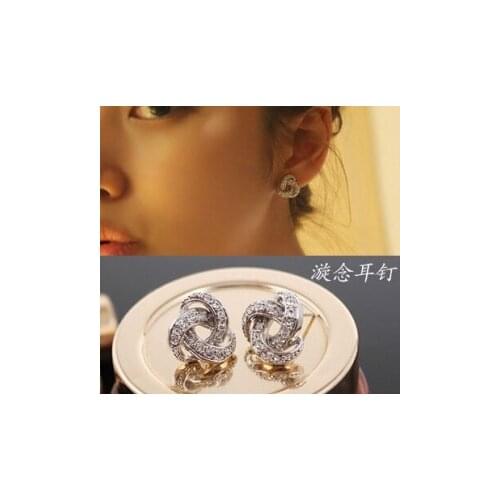 New fashion jewelry bohemian earrings plated wedding bride twist earrings womens luxury crystal earrings