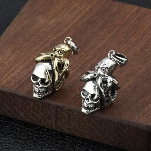 925 Sterling Silver Skull Octopus Pendants for Necklace Women Vintage Unisex Jewelry for Men And Women Jewelry Friends Gifts