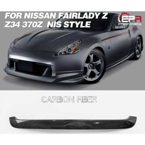 For Nissan 2009 On Z34 370z NIS Style Carbon Fiber Front Bumper Nose Chin Spoiler Glossy Finish Grill Cover Kit Car Accessories