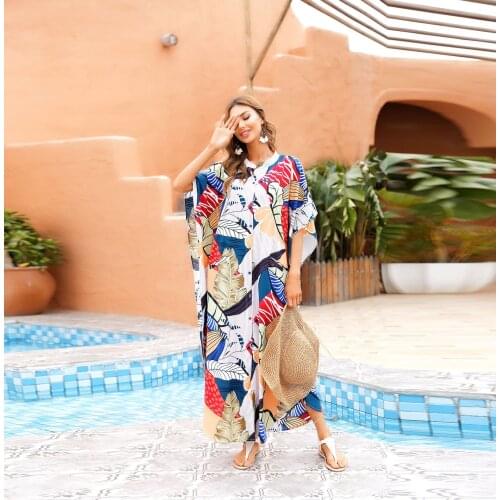 Beach cover up bathing suit cover ups bikini cover up vestidos za verano print beach dress beach robe caftan dress beach maxi