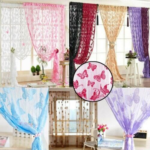 Perspective Curtains Clothing Window Flower pattern Curtain Voile Decoschal Transparent Shawl New