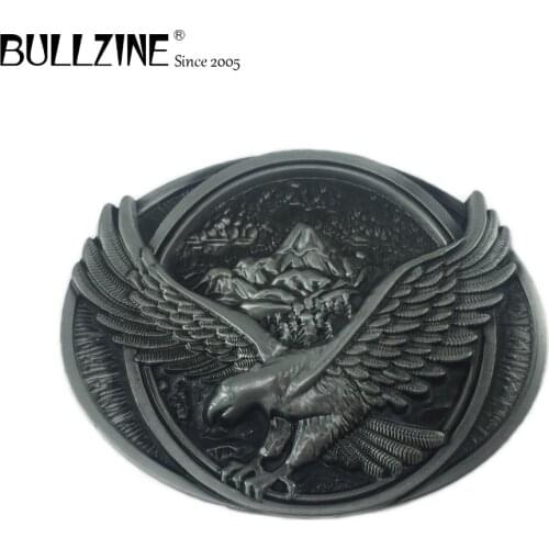Bullzine western flying eagle cowboy jeans gift belt buckle with pewter finish FP-03340 for 4cm width belt drop shipping