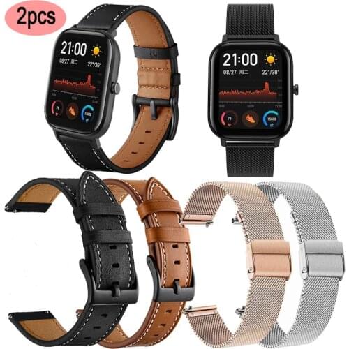 Leather Strap For Colmi P8 Plus P9 V11 V23 Pro Terra 1 2s Bracelet 20mm Milanese Watchband For Amazfit GTS 2 Mini Bip S U Lite