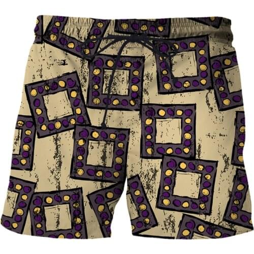 2021 New Short Pants for Man Summer Mens Abstract grid Beach Shorts Retro 3D Pattern Boardshorts Men Short Pants Drop Shipping