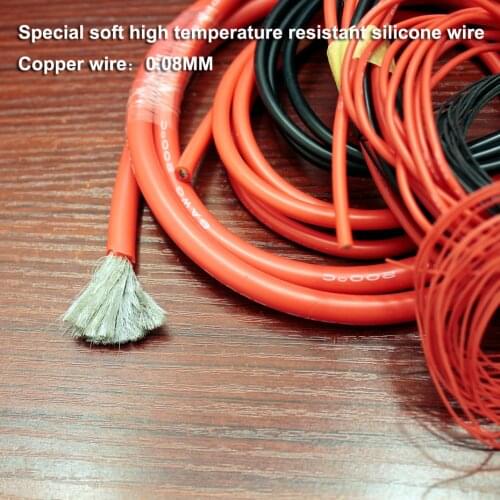 5M/lot Extra soft high temperature resistant silicone wire RC wire 8 10AWG 12 14 16 18AWG 20 22 24 26 Red Black