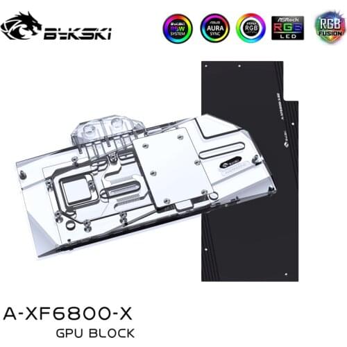 Bykski Water Block use for XFX Radeon RX 6800 Speedster Merc 319 GPU / Video Card / Full Cover Copper Radiator / RGB Light