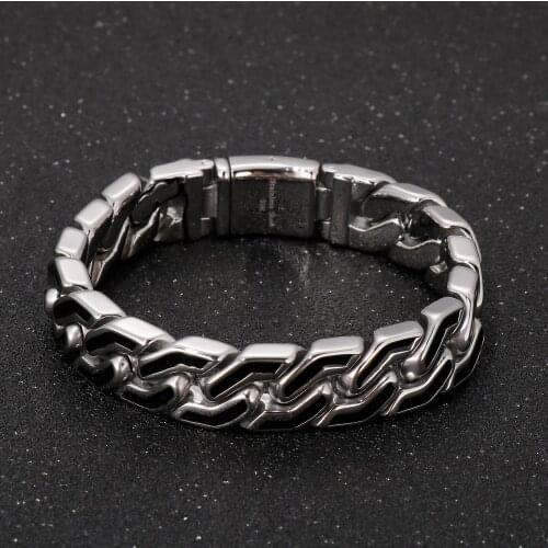 High Quality Mans Bracelets Jewelry 15mm Cuban Bracelet Men Stainless Steel 316L With Black Resin Trendy Bangle JB139274-KJX