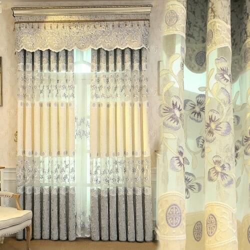 European-style Curtains for Living Dining Room Bedroom High-precision Embroidery Curtains Tulle Finished Product Customization