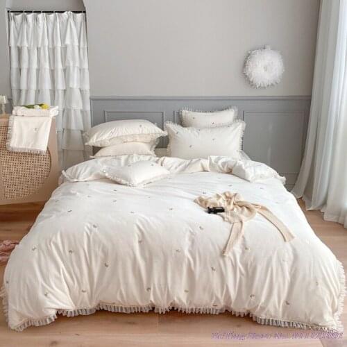 1.8mBed Sheet 4pcs Bedding Set Princess style winter baby velvet double-sided velvet thickened warmth girl lace white DuvetCover