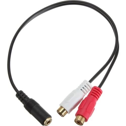 10pcs 3.5mm Stereo Female Jack To 2 RCA Female Jack Audio Adapter Splitter Cable