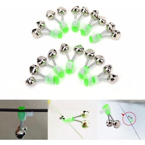 10 Pcs 84g 5.2cm Night Fishing Rod Clamp Tip Clip Ring Fish Bait Alarm Bells Green Tone Wholesale