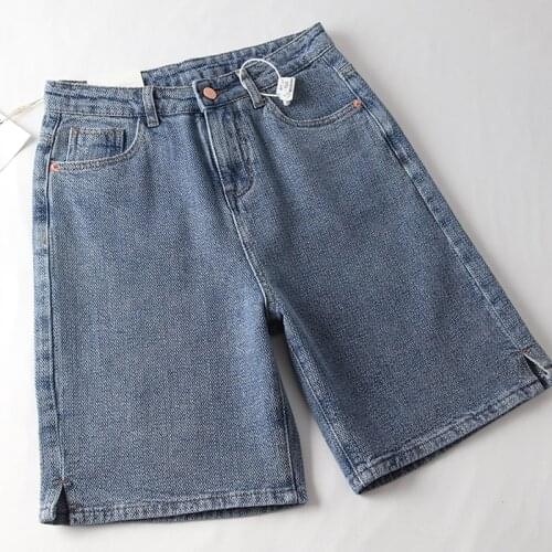 2021 Summer Jeans Shorts Women Casual Denim Wide-Leg Straight High Waist Casual Female Vintage Clothes Korean Fashion Blue