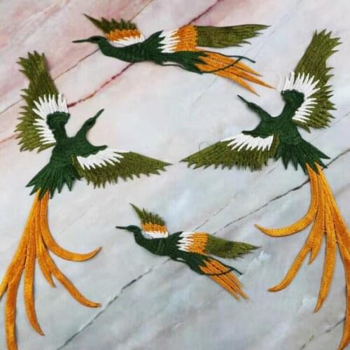 4Pcs/Set Bird Embroidery Collar Flower Clothes Decoration Accessories Phoenix Embroidery Patches Trim Lace Decals Scrapbooking
