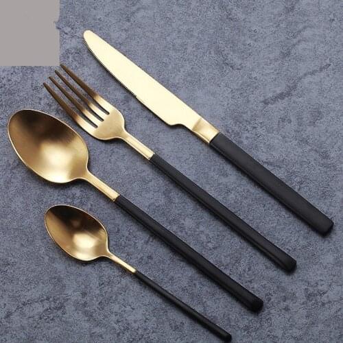 4Pcs/set High Quality Gold Black Cutlery Set Western Stainless Steel Tableware Fork Knife Dinnerware Set