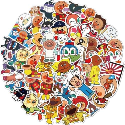 50 pcs Anpanman Stickers for Car Styling Bike Motorcycle Phone Laptop Travel Luggage Cool Funny Sticker JDM Decal