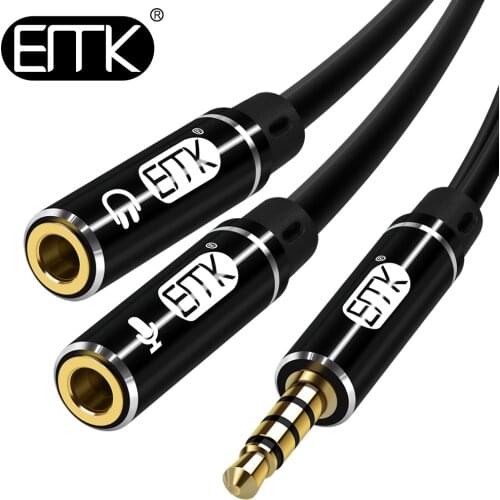 EMK 3.5mm Audio Splitter Cable for Computer Jack 3.5mm 1 Male to 2 Female Mic Y Splitter AUX Cable Headset Splitter Adapter