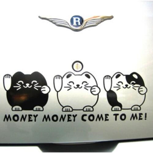 Aliauto Car-styling Lucky Cat "MONEY COME TO ME" Car stickers And Decals Accessories for Volkswagen polo golf opel renault kia