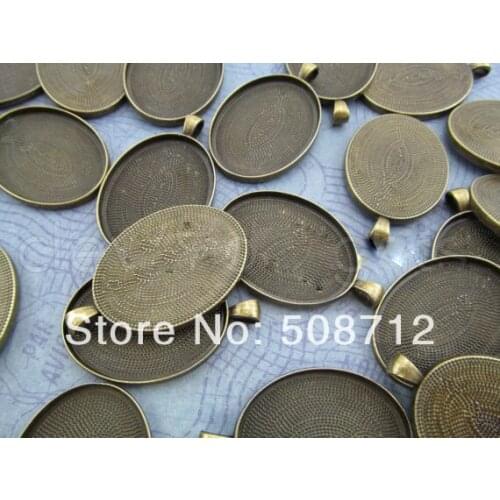 Free Ship!!! 50pcs 30x40mm Antique Bronze Cameo Setting Blank Pendant Trays - Cabochon Setting - Bezel Setting - Pendant Setting