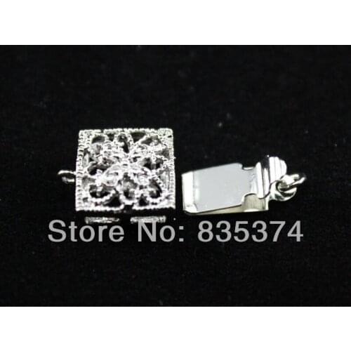 Free shipping!!!Brass Clasp,Wedding Jewelry, quadrate,Imitation Rhodium plated, single-strand, nickel, lead & cadmium free
