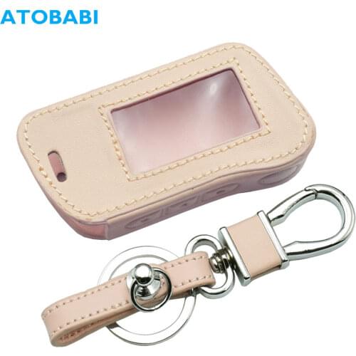 A93 Pink Leather Key Case For Starline A36 A39 A63 A96 A66 Two Way Car Alarm System Remote Controller LCD Transmitter Keychain