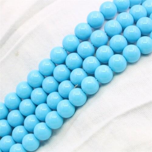 Ethnic Beautiful Sky Blue Artificial Shell Imitation Pearl Round Beads 4/6/8/10/12/14mm Women Jewelry Semi-finished 15inch Y845
