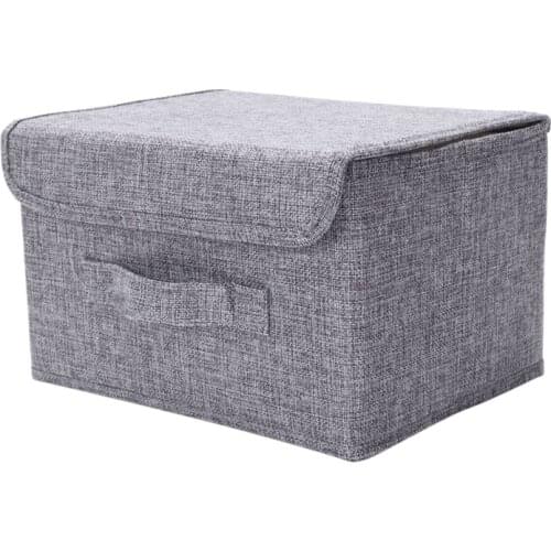 Cotton Linen Fabric Folding Cd Storage Boxes Foldable Bins Toys Organizer With Lids And Handles Storage Basket Laundry Basket