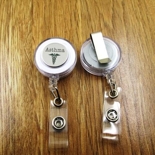 ASTHMA ID Badge Reel for Docter Nurse Teacher Student retractable recoil id badge holder office work fun PRESENT