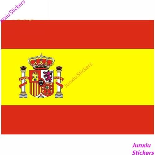 Flag Of Spain Motorcycle Decal Laptop Car Sticker Waterproof Refrigerator Bumper Laptop Car Assessoires Decoration KK13*10cm