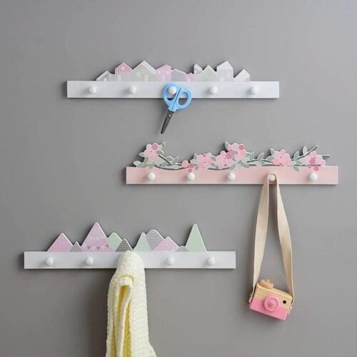 Cute animal plants Shape key hanger wall wood hooks clothes Kids Room Decorative hat Hanging Wood hanger Kitchen Storage Hook