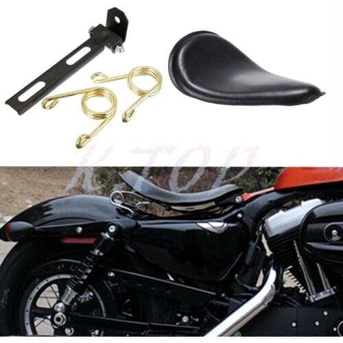 Motorcycle PU Leather Seat Solo Gold Spring Bracket Fits For Harley Sportster Chopper Custom