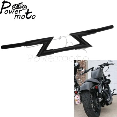 Black Motorcycle 1” Z Bar Drag Bar 4" Rise 32" Wide 25mm Handlebar for Harley Sportster Dyna Fat Bob Cafe Racer Chopper