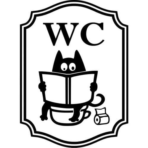 Cartoon Toilet Cat Decal Fashion Car Body Window Decoration Pvc Waterproof Sunscreen Auto Sticker Black/white/red/laser/silver