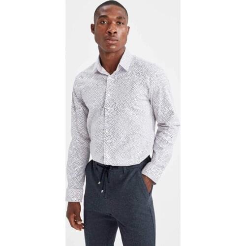 DeFacto Modern Fit Klasik Uzun Kollu Desenli Gömlek-V8448AZ21AU