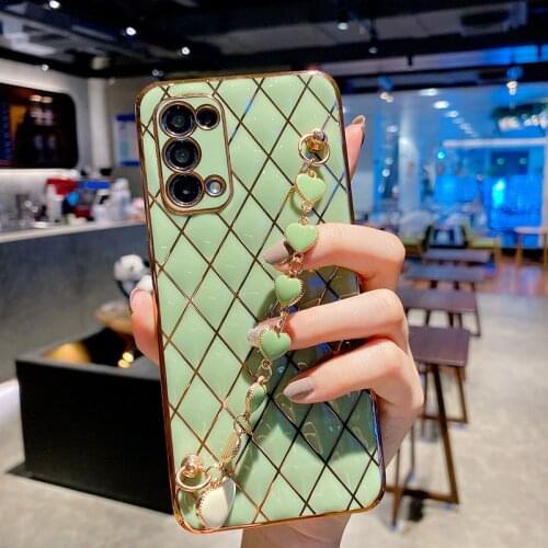 Luxury Heart Bracelet Plating Soft Silicone Phone Case For iphone 12 Pro Max 11 7 8 Plus X XS Max XR Wristband Back Cover