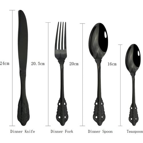 304 Stainless Steel Tableware Set 4pcs Black Dinnerware Flatware Knife Fork Spoon Cutlery Set Home Party Luxury Silverware Set