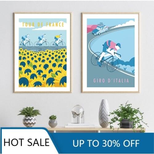 France Cycling Wall Art Canvas Painting Posters and Prints Bike Sunflower Wall Decor Pictures For Aesthetic Home Decoration